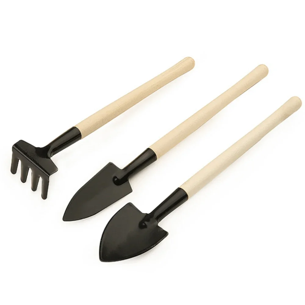 3 pz/set Mini Attrezzi Da Giardino Pala Rastrello Spade Manico In Legno Testa di Metallo Per Bambini Per Piante In Vaso E Piante Da Giardino Applicazione