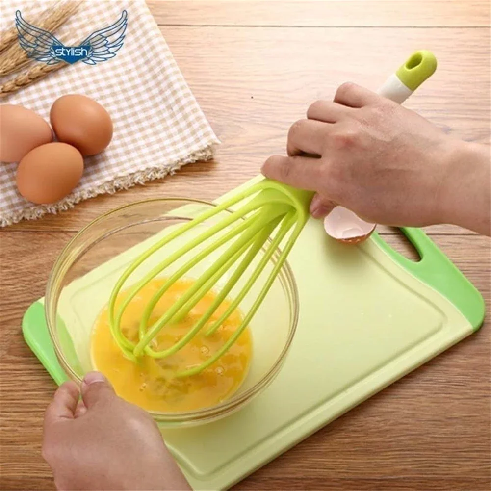 Multifunctional Rotary Manual Egg Beater Mixer Mini Plastic Kitchen Egg Whisk Bake Tool Egg Agitator Silicone Eco-Friendly