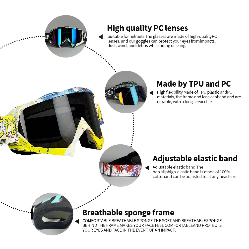Motocross Brille Brille Reiten Skifahren Sport Augen geschirr mx Offroad Helme Gafas Motorrad brille für ATV Dh MTB – Detail 3
