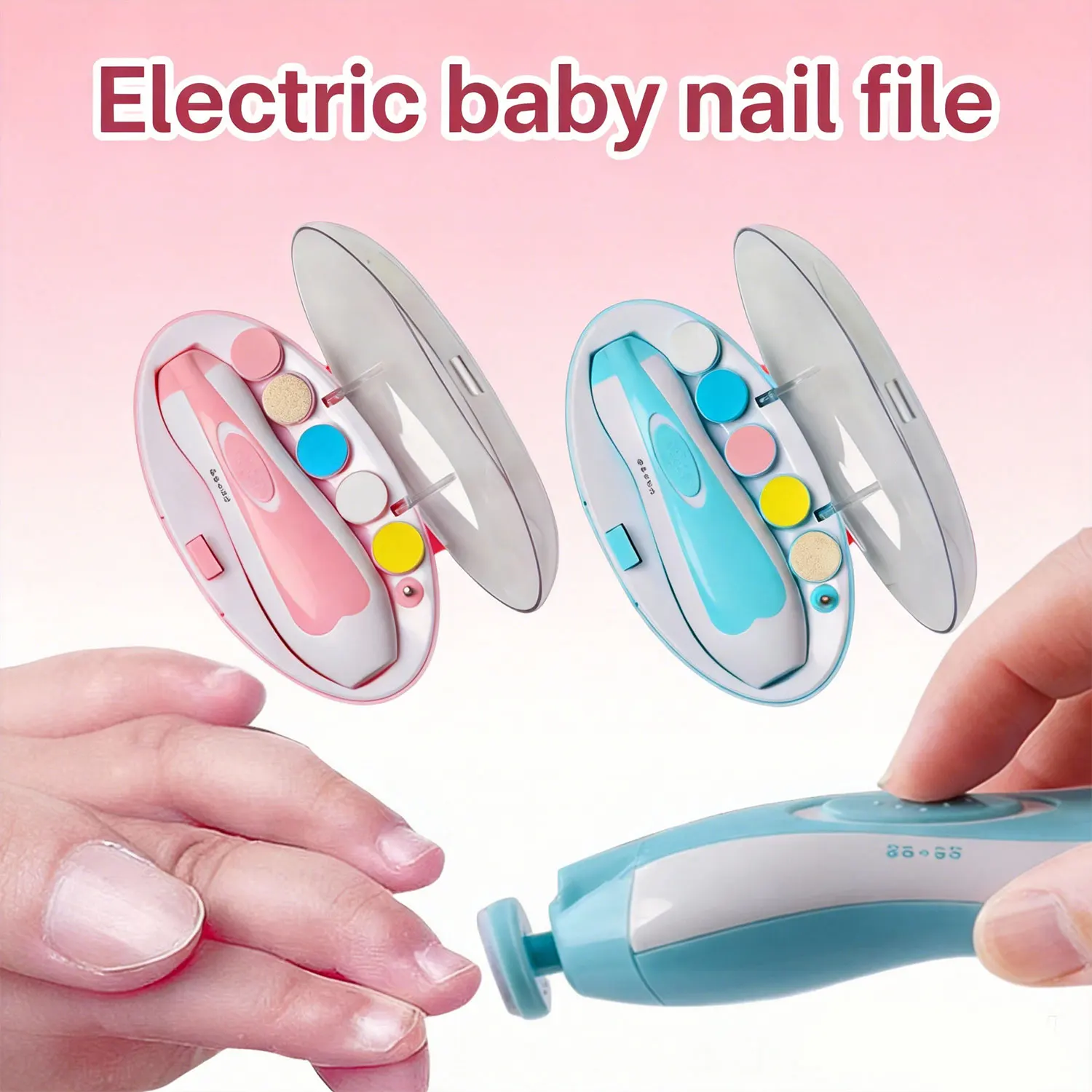 

Электрическая пилочка для ногтей для малышей, ножницы для ногтей, набор для ухода за ногтями у детей, бесшумные ножницы для ногтей, безопасные для мальчиков и девочек, с подсветкой.
