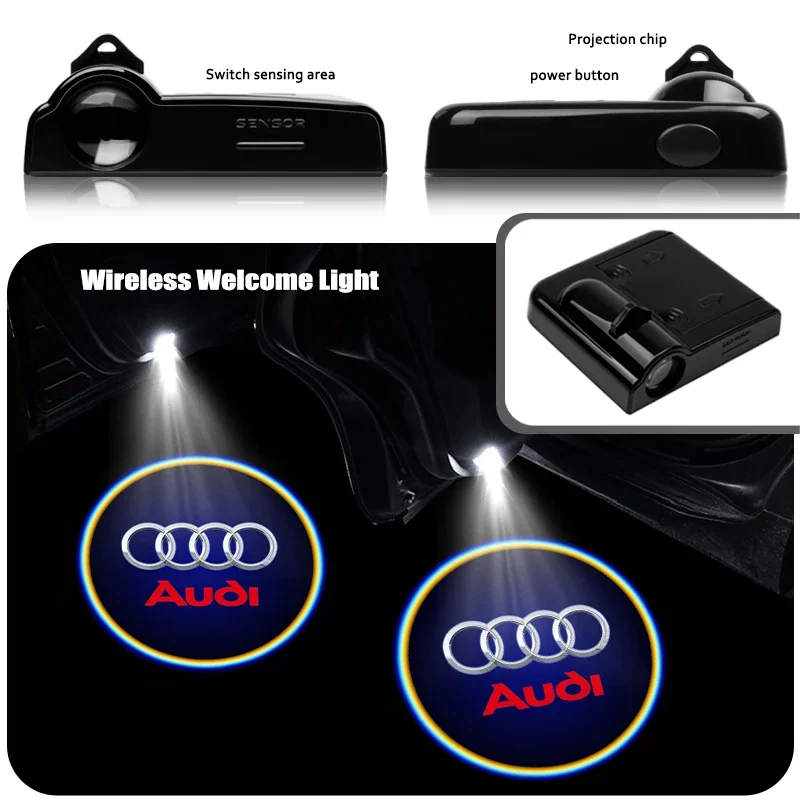 Audi car Wireless Courtesy door projector LED Shadow light for all models A3 A4 S5 S6 Q3 Q4 RS6 RS7 C3 C4 B3 B4 8V Qaccessories