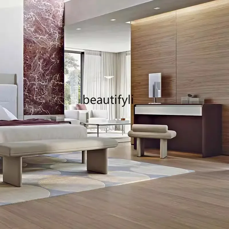 

smt03 Light Luxury High-Grade Solid Wood Dressing Table Bedroom Leather Makeup Table
