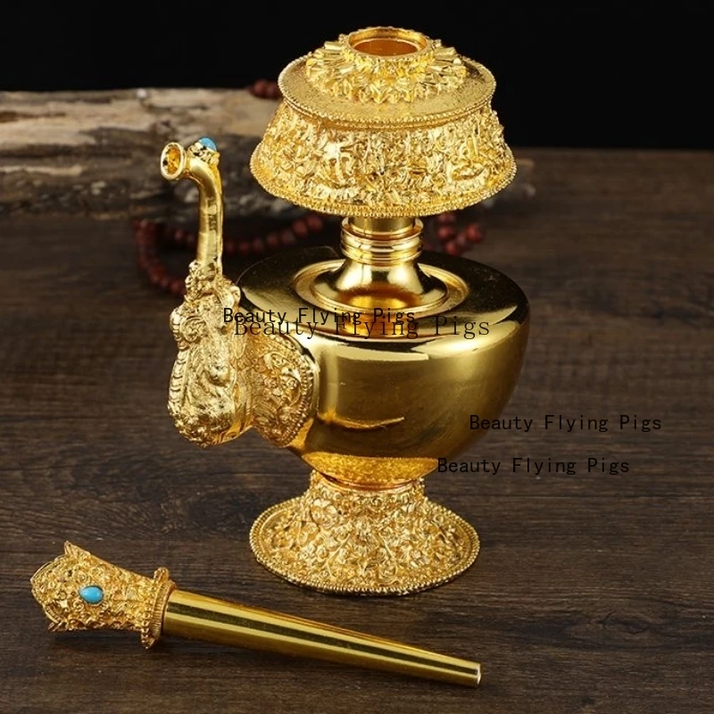 

17cm alloy Buddhist water purification bottle Tantric prayer Buddha pot Tibetan altar desktop decoration