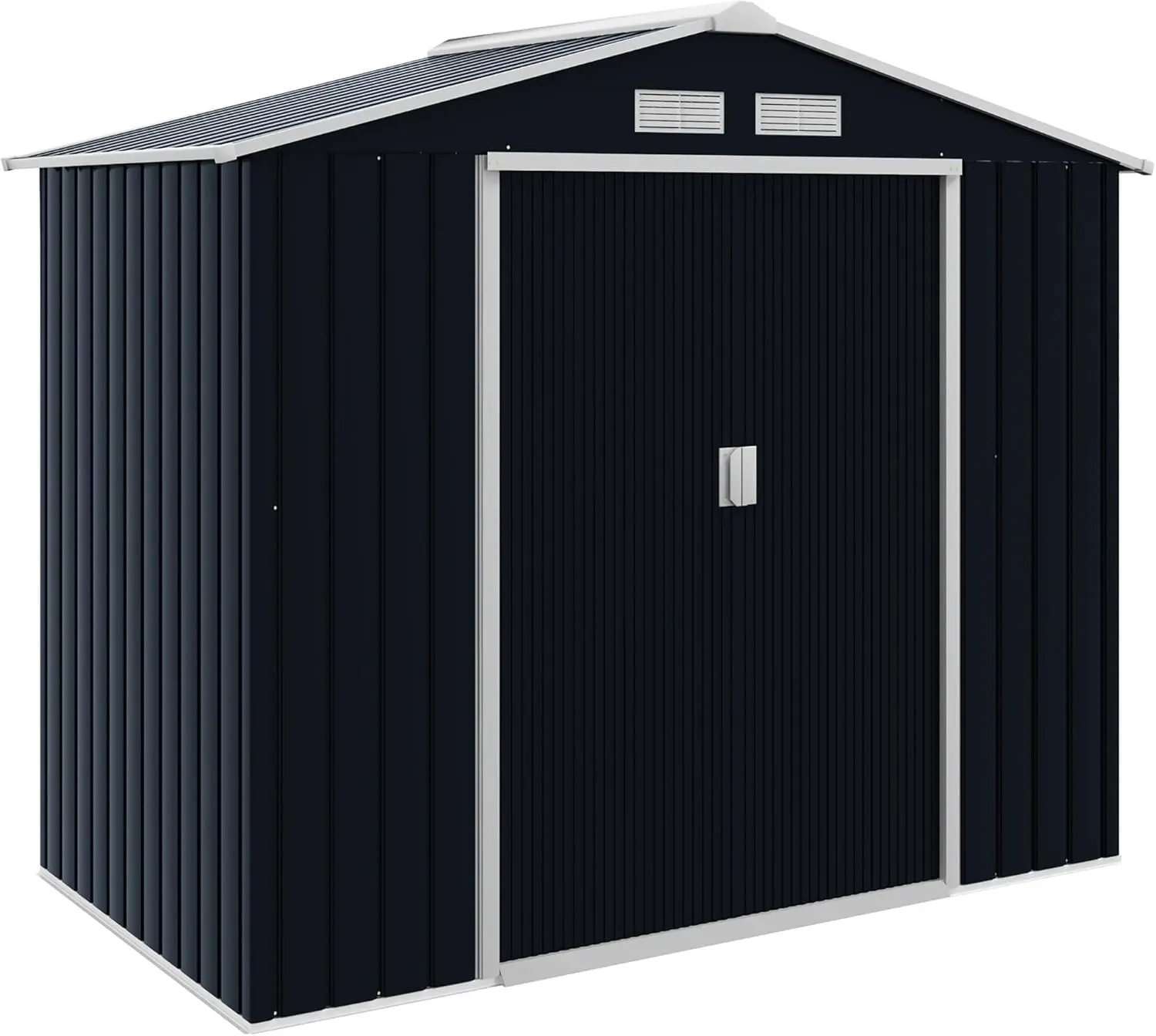 Outsunny 7' X 4' Outdoor Storage Shed, Garden Tool Metal Shed With Foundation Kit, Double Lockable Door, Air Vents And Sloping