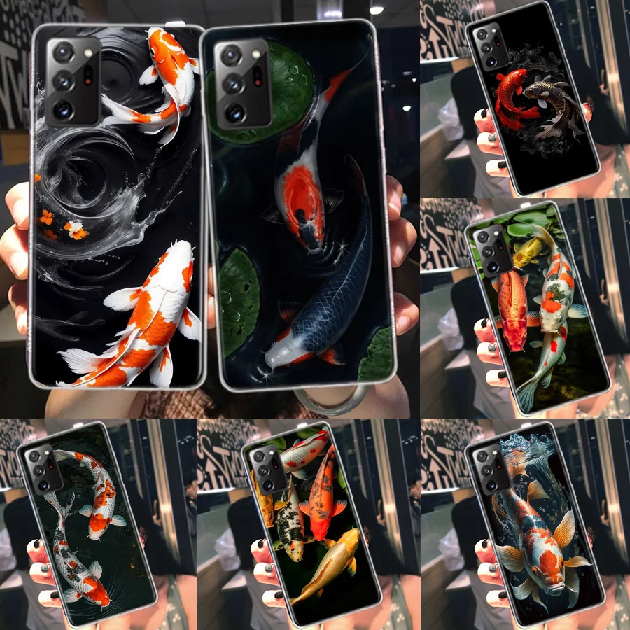 High End Ornamental Fish and Koi Carp Phone Case For Samsung Note 20 Ultra 10 9 8 A05S A15 A25 A35 A55 M11 M12 M21 M30S M31 M3