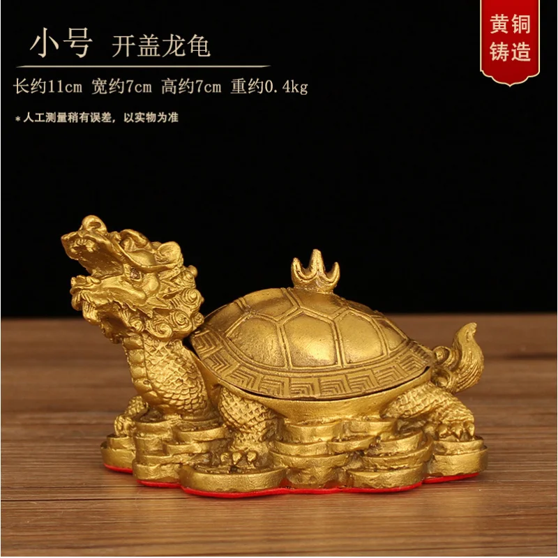 Bronze Ornament Open Lid Dragon Turtle Ashtray Living Room Office Desk Home Decoration Brass Craft Gift