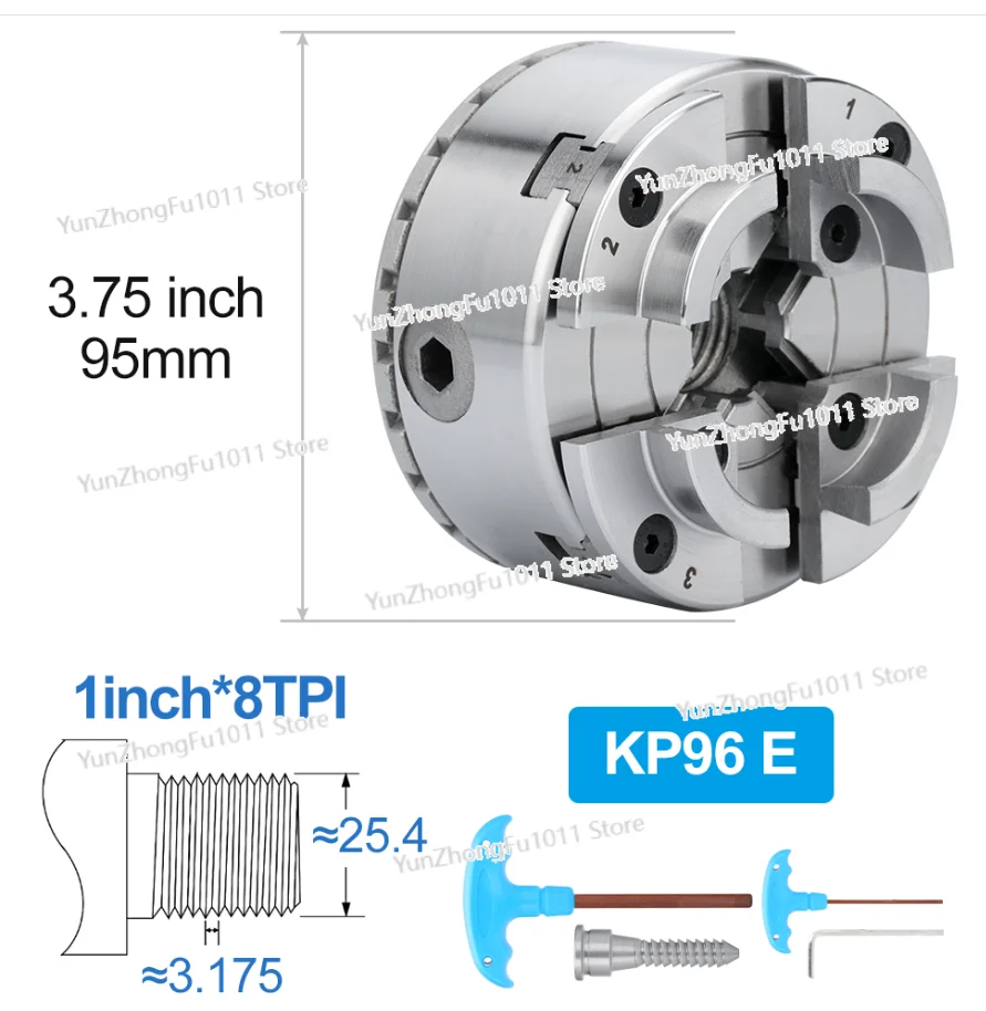 Self-centering Four-jaw Woodworking Chuck KP96 Clamping Outer Support Round Claw KP125 4 5 Inch Chuck