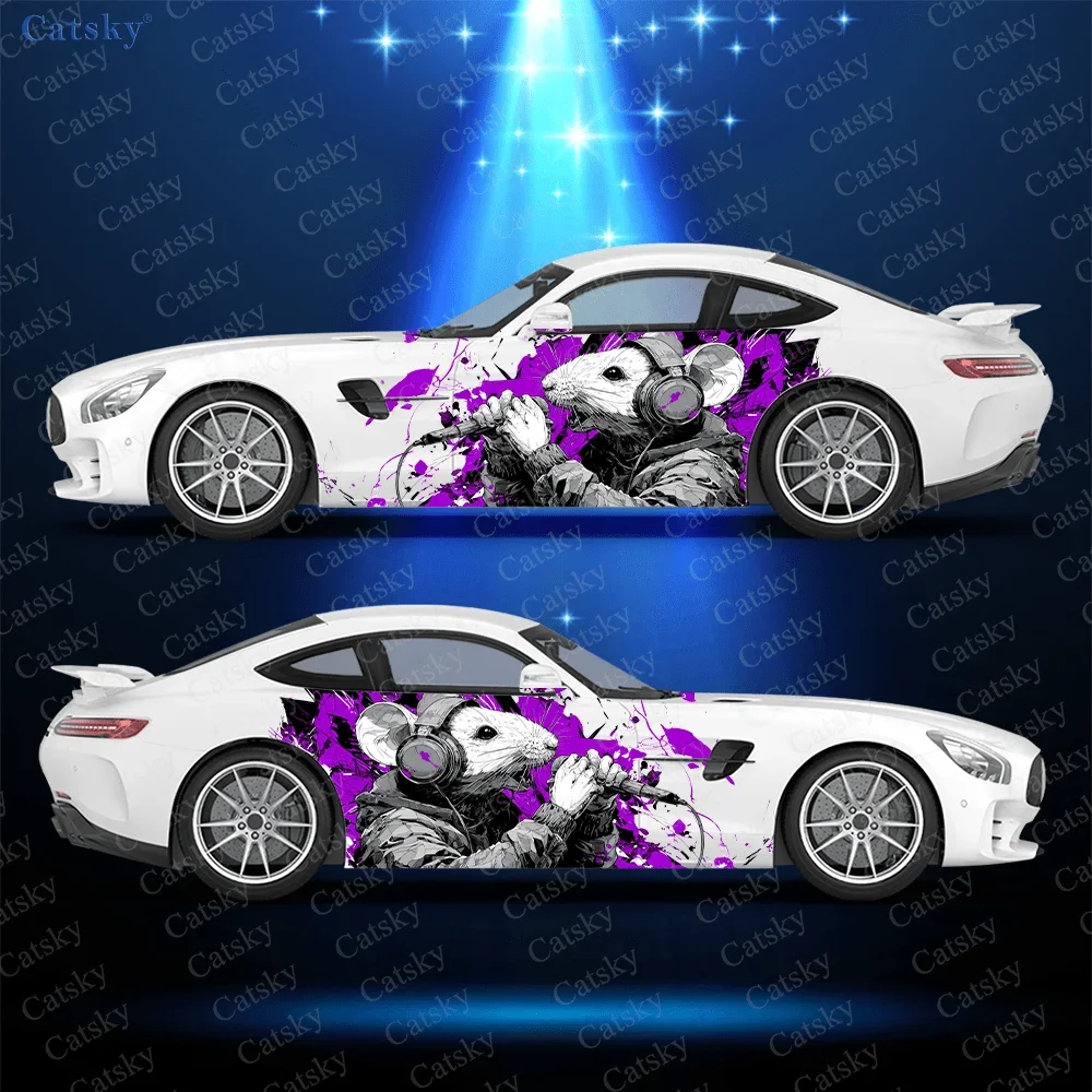 Mouse Singing Splatter Car Side Sticker Decoration,PVC Waterproof Scratch Resistant Decal, Car Protection, Auto Accessories Gift