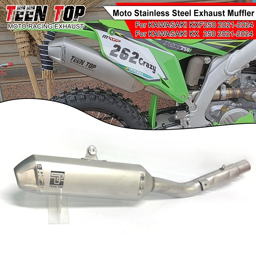 45mm Auspuff-Schalldämpfer für Kawasaki KX250 KXF250 Slip-on-Systeme Motorrad Edelstahl KXF 250 2021 2022 2023 2024 Silencieux
