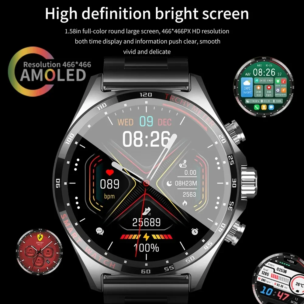 2024 New Men's SK27 Smart Watch - Bluetooth Call NFC Access Control Health Monitoring GPS Compass Waterproof for Sports