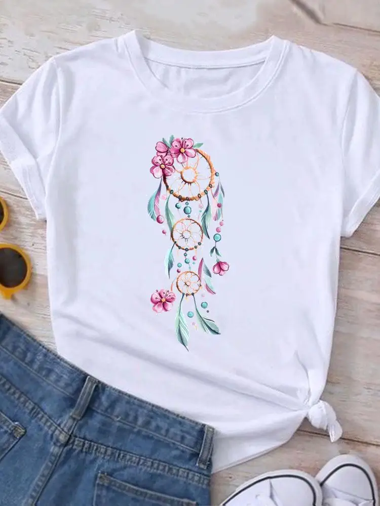 Print Fashion Casual Watercolor New 90s Lovely Clothing Summer Graphic T Shirt Short Sleeve Women Clothes Tee T-shirt Female Top