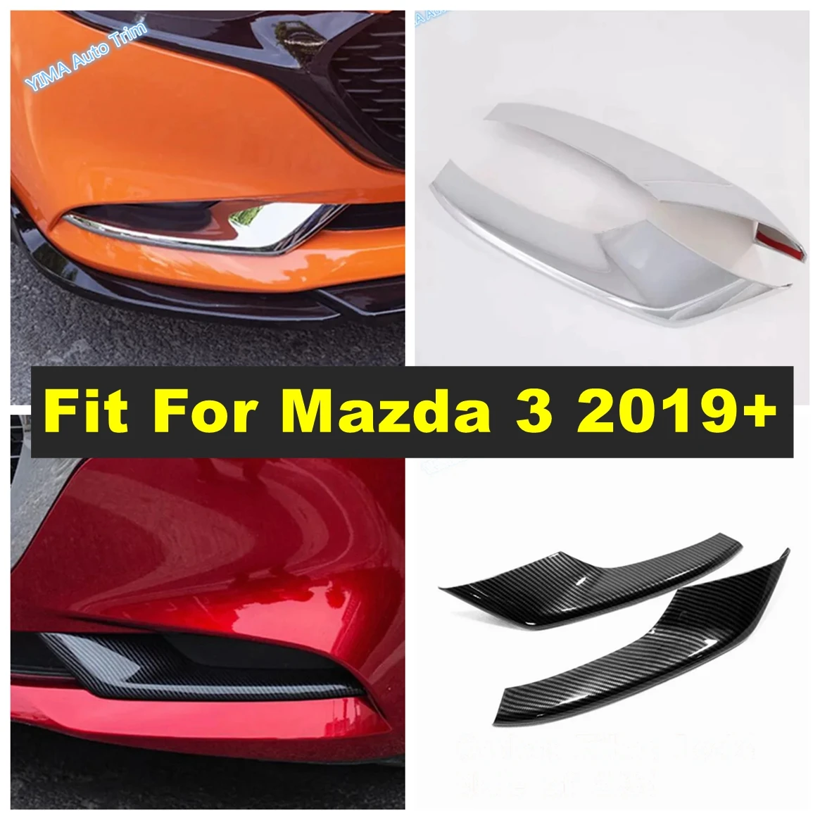 

Shiny / Carbon Fiber Auto Face Fog Lights Foglight Lamp Eyelid Eyebrow Cover Trim For Mazda 3 2019 - 2023 Exterior Accessories