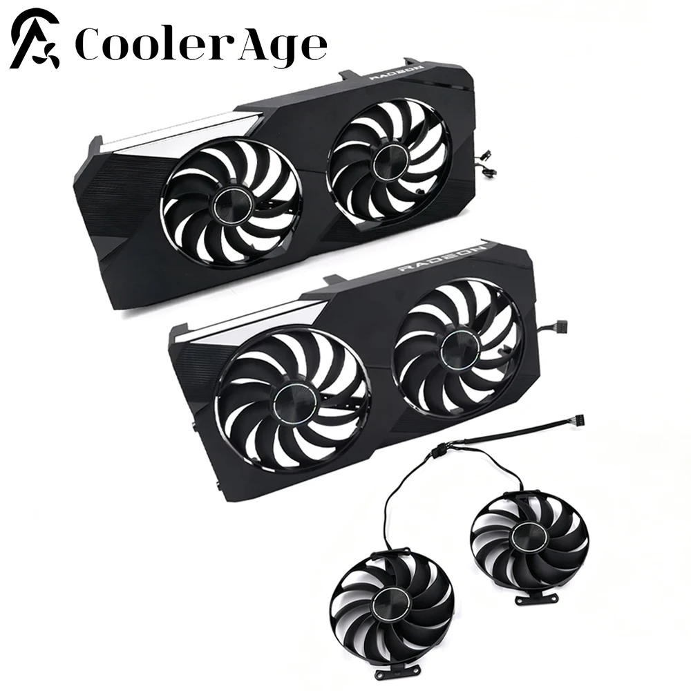 

Вентилятор видеокарты с корпусом для замены для ASUS DUAL RX 6600 6600XT 6500XT 6700XT 6750XT, вентилятор для видеокарты с корпусом
