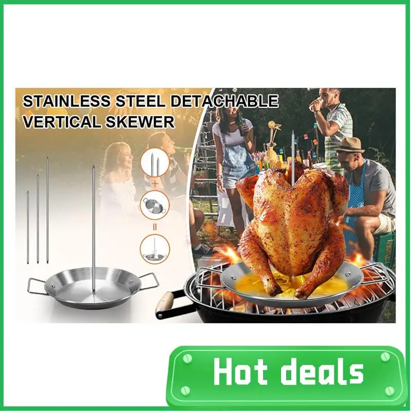 Al Pastor Skewer For Grill, Stainless Steel Vertical Skewer, Brazilian Vertical Spit Stand With 3 Removable Spikes Durable