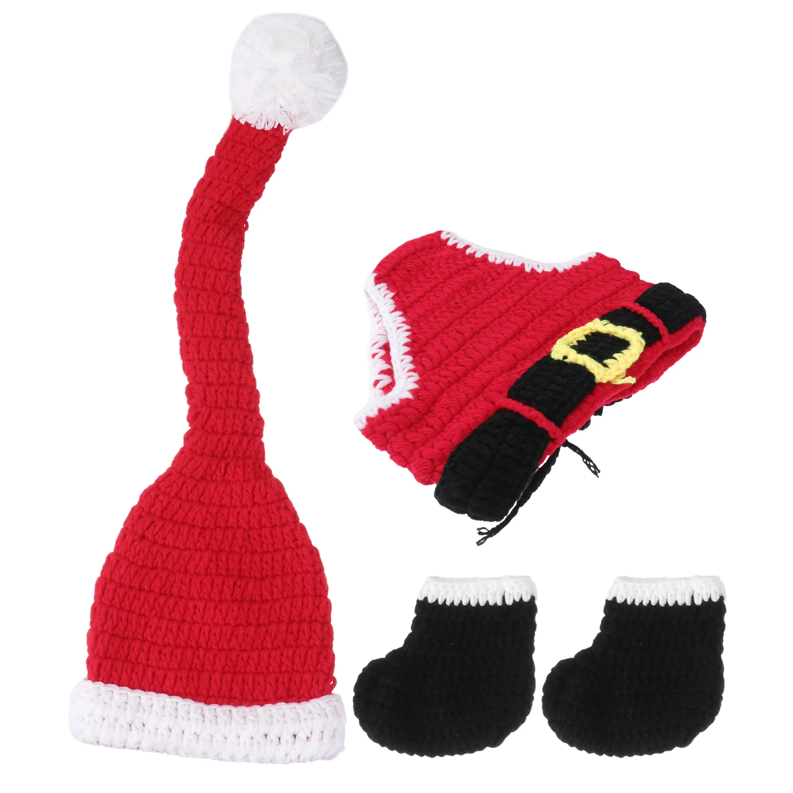 

Christmas Santa made Crochet Baby Hat Photo Props Elastic Design Unisex Newborn H made Crochet Baby Beanie Hat Gifts 0 12