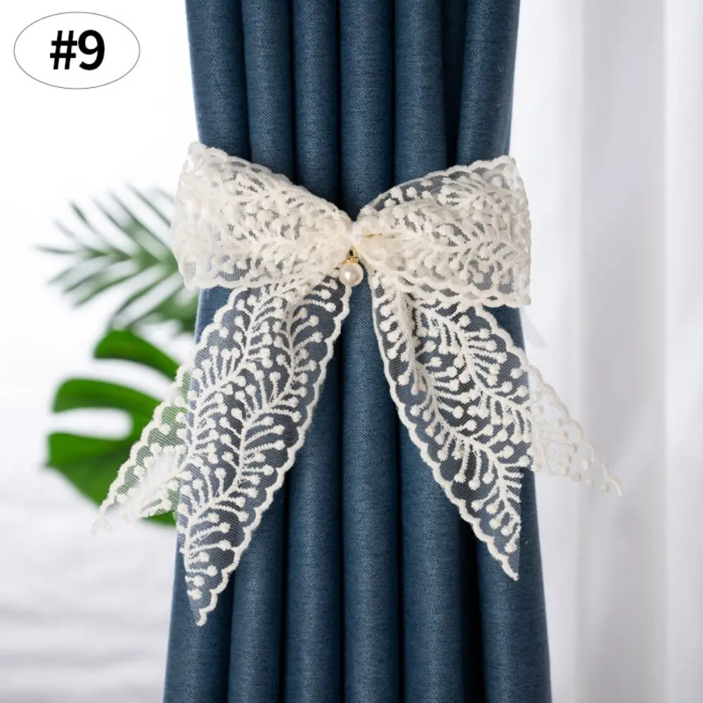 2Pcs/set NEW Lace Bow-knot Curtain Tieback Clip Tied Belt exquisite Curtain Strap simple Curtain Holders Living Room Home Decor