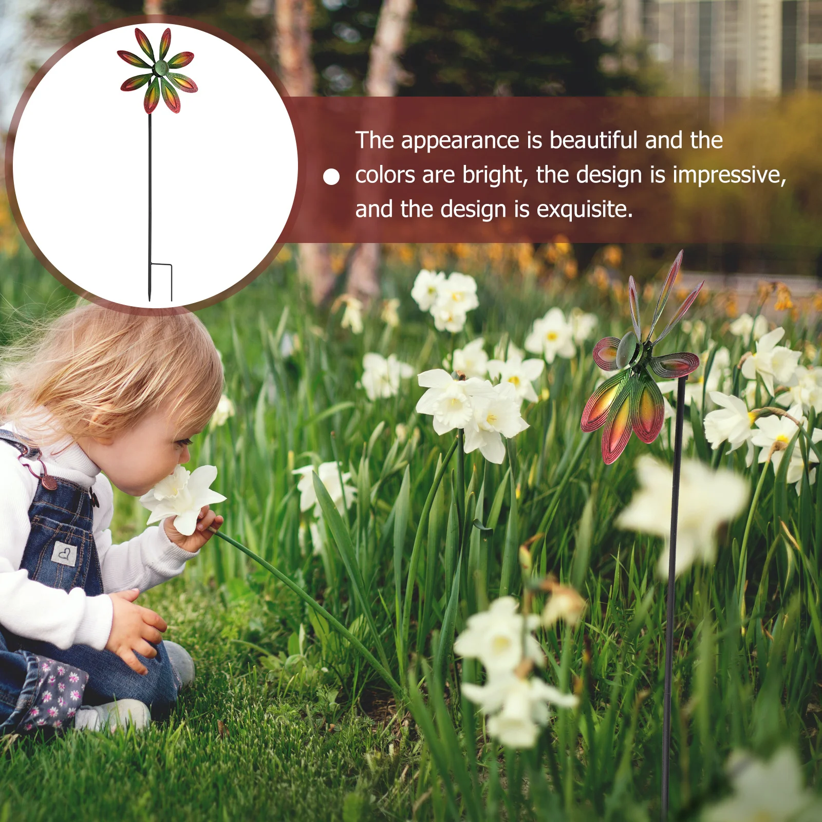 

1 шт., красочная вращающаяся железная ветряная мельница, декоративная вертушка для сада, двора, лужайки, уличного декора, яркое украшение для газона