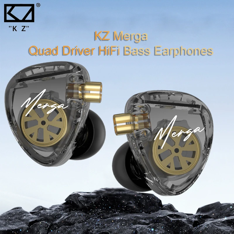 

KZ Merga HiFi Earphones 2DD Dynamic Drivers in Ear Wired Earbuds Quad-Driver Sound Output High-Resolution Tuning Bass Headset