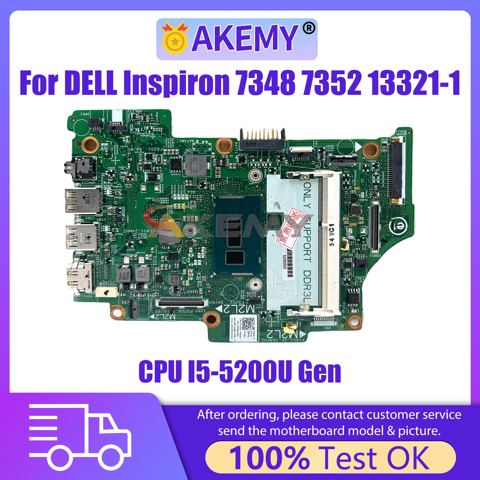 

Материнская плата AKEMY 13321-1 для ноутбука Dell Inspiron 7348 7352 Φ 07166J с процессором