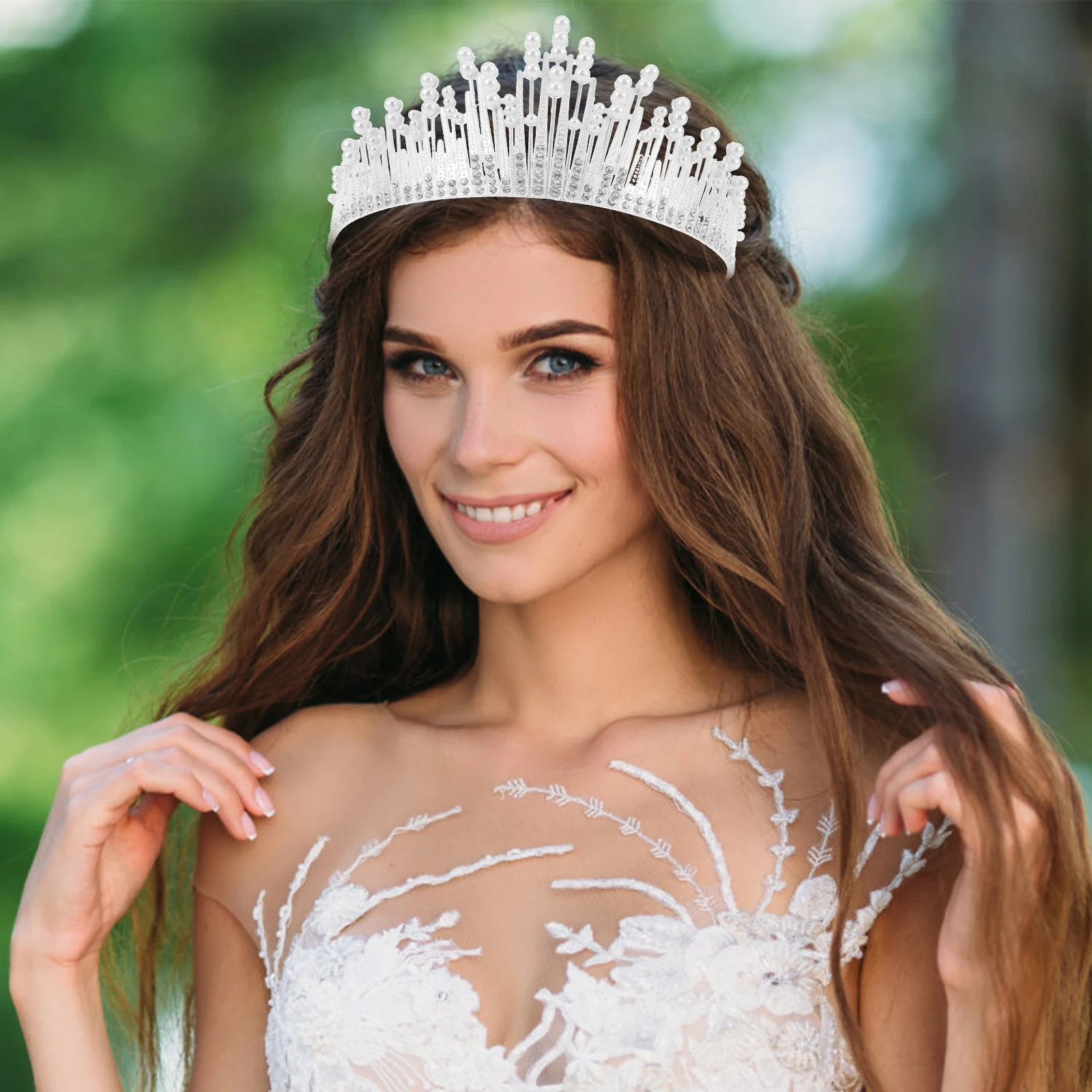 

Bridal Crown Headdress for Women Wedding Party Accessories New Style Head Decors Silver Color Durable Alloy Hair Decor
