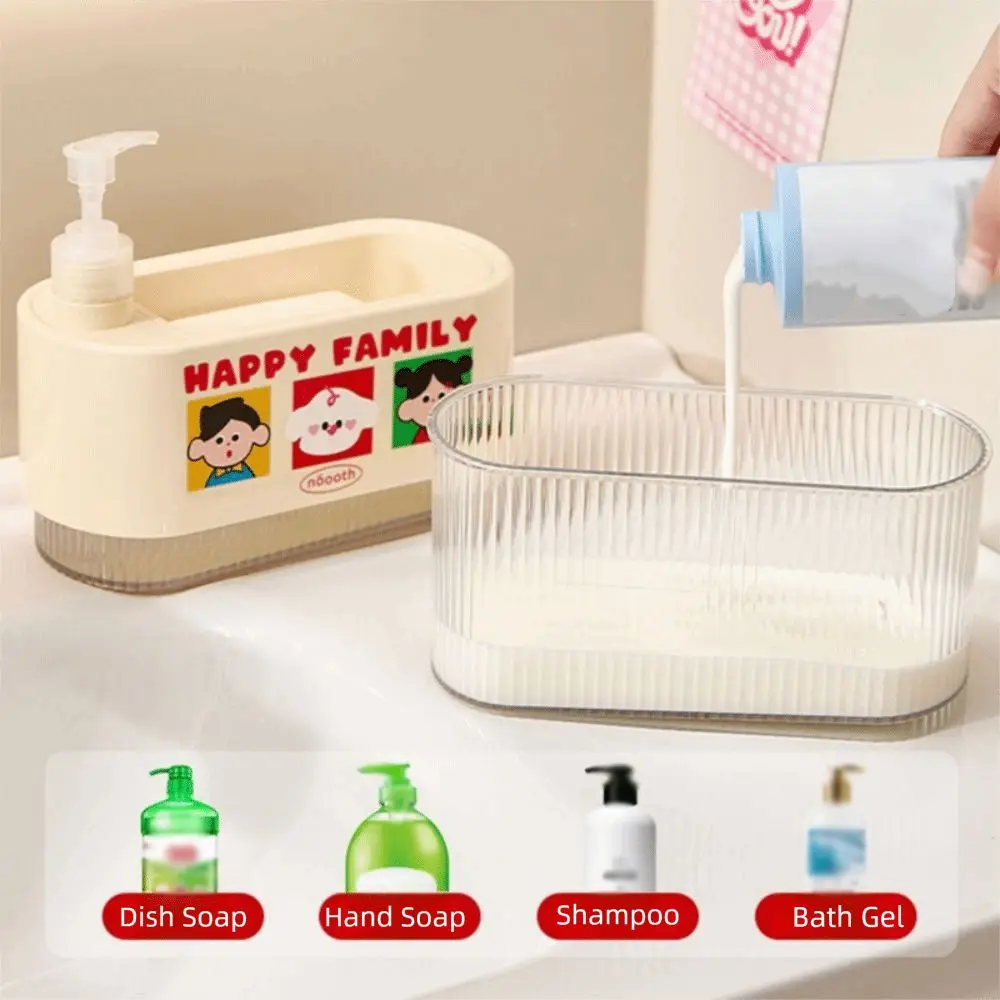 

2-in-1 Hand Soap Dispenser with Sponge Wipe Leak-Proof Manual Press Soap Box Press Type Refillable Dual Soap Dispenser Bathroom