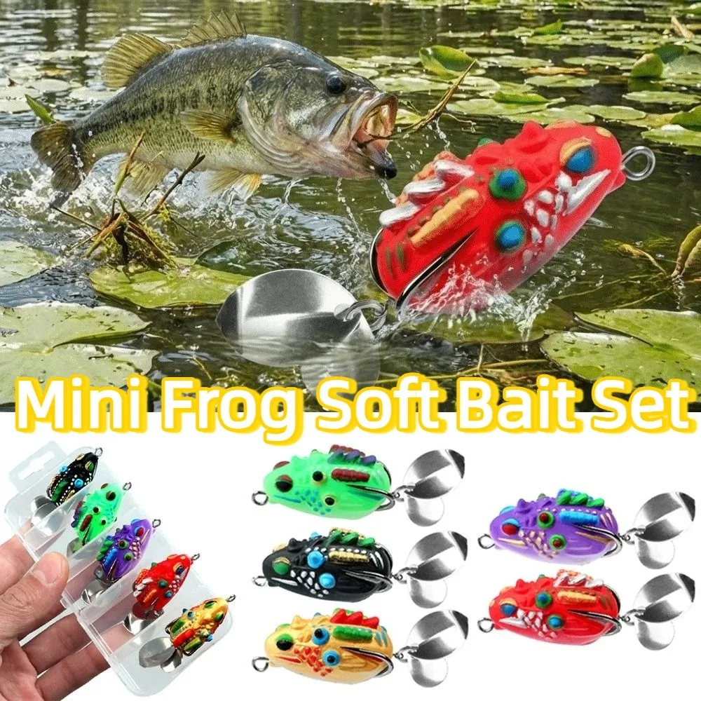 

3.5CM -5.4G Mini Frog Soft Bait Set Lifelike 5 Colors Bionic Frog Lures Wobbler with Storage Box Lure Frog Thunder Sea Fishing