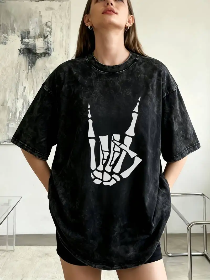 100 Cotton Tie Dye Skeleton Punk T Shirt