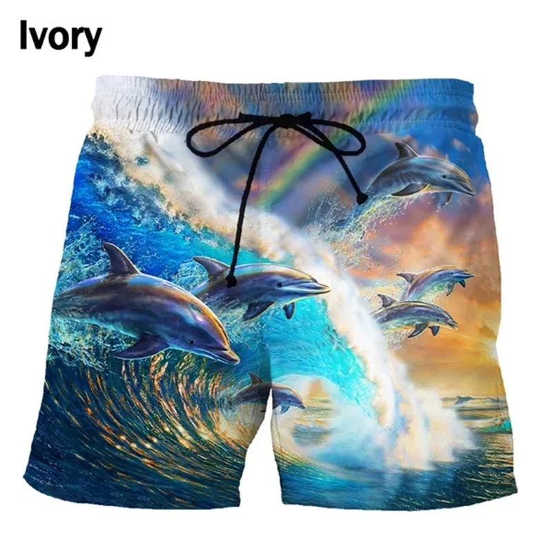 Summer New Animal Cute Dolphin 3D Printing Shorts Men's Women Cartoon Casual Harajuku Kids Cool Ice Swim Trunks