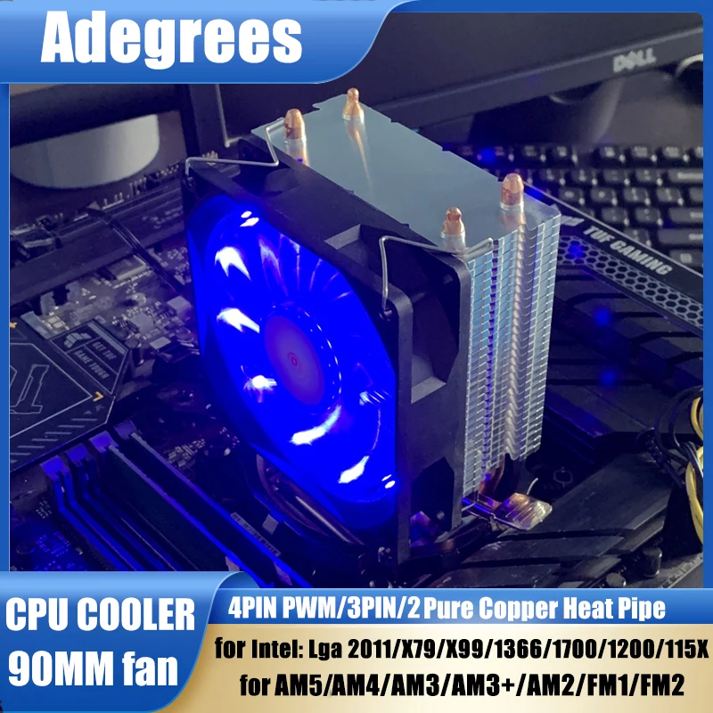 CPU Air-cooled Cooler PC Processor Radiator For Intel LGA 1366 1151 1155 1200 1700 2011 X79 X99 AMD AM3 AM4 AM5 Cooling Fan