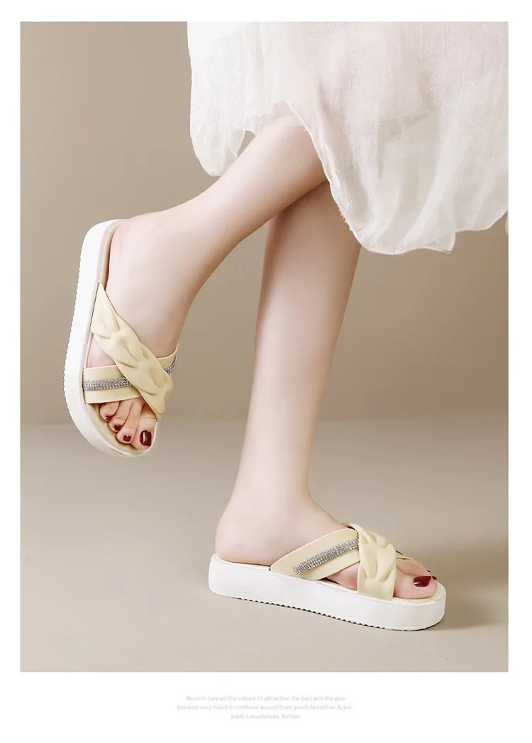 2026 Sommer Neue Mode Damenschuhe Pantoffeln Bequeme Plateau-Schuhe Hohe Absätze Freizeit Blumen Outdoor Strand Pantoffeln für Frauen – Detail 12