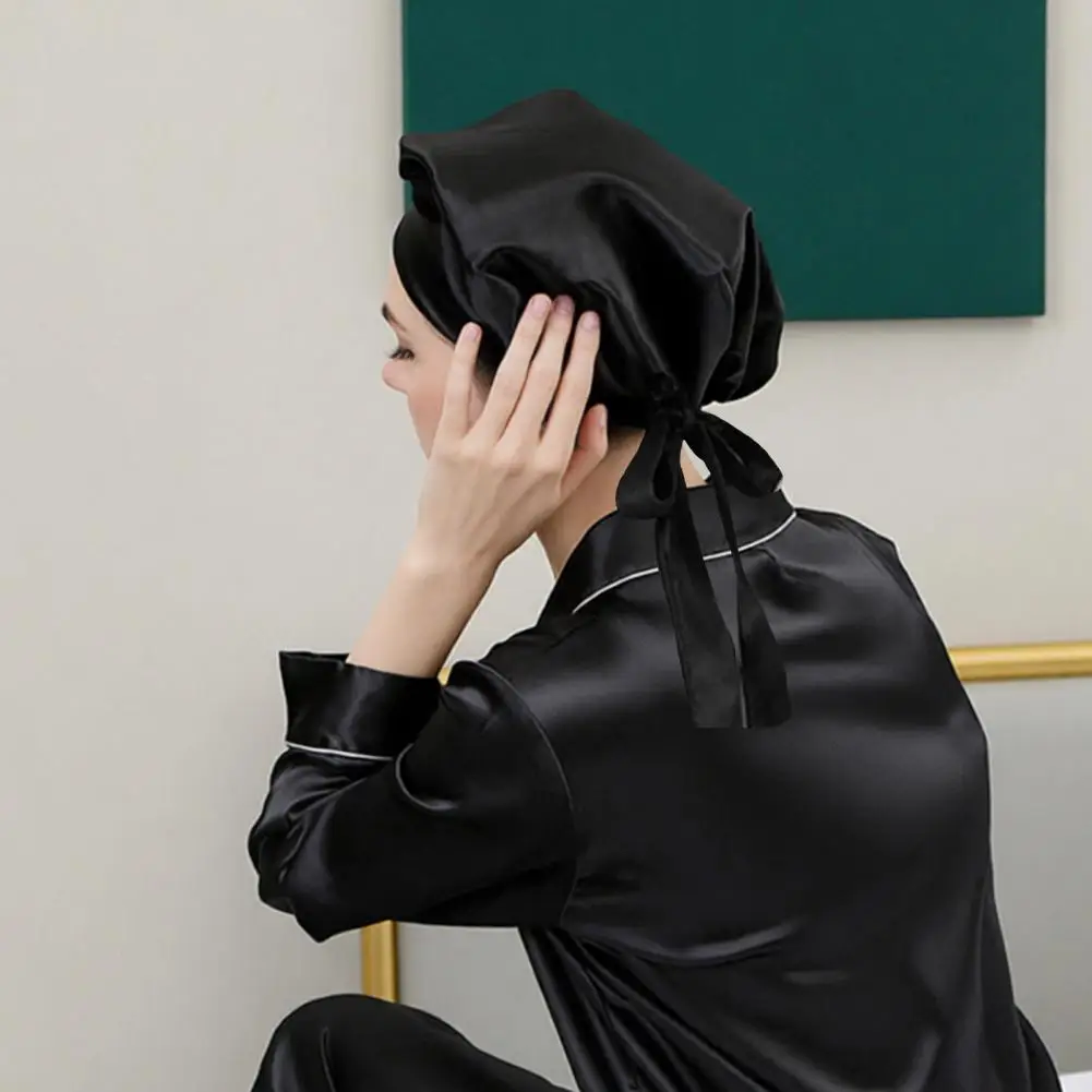 Women Sleeping Cap Hair Protection Hat Silk Satin Hair Bonnet for Women Adjustable Night Sleep Cap with Tie Band Wrap for Braids