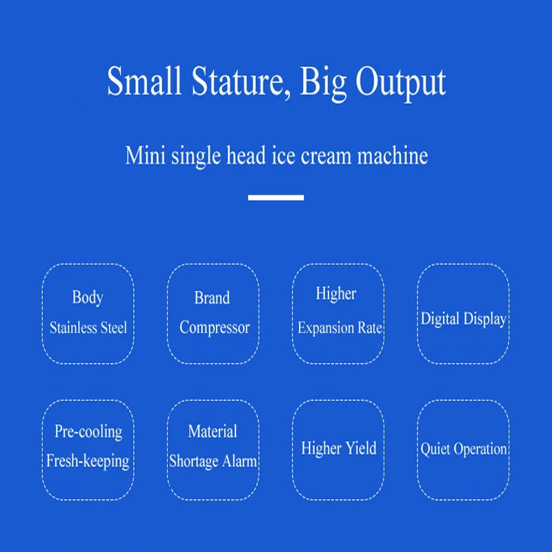 Máquina de sorvete macio de 16l/h, sabor único, 1200w, bancada, painel automático para restaurante, lanche bar