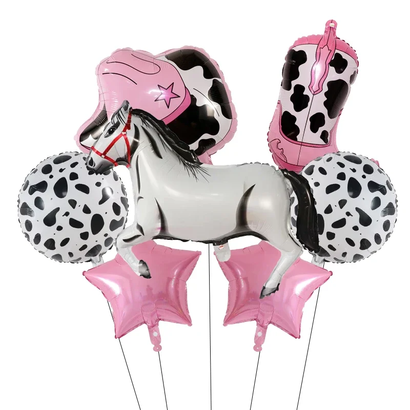 1Set Pferd Geformte Folien Ballons Stern Ballon Racing Pferd Themen Geburtstag Party Dekoration Western Stiefel Bachelor Party Liefert