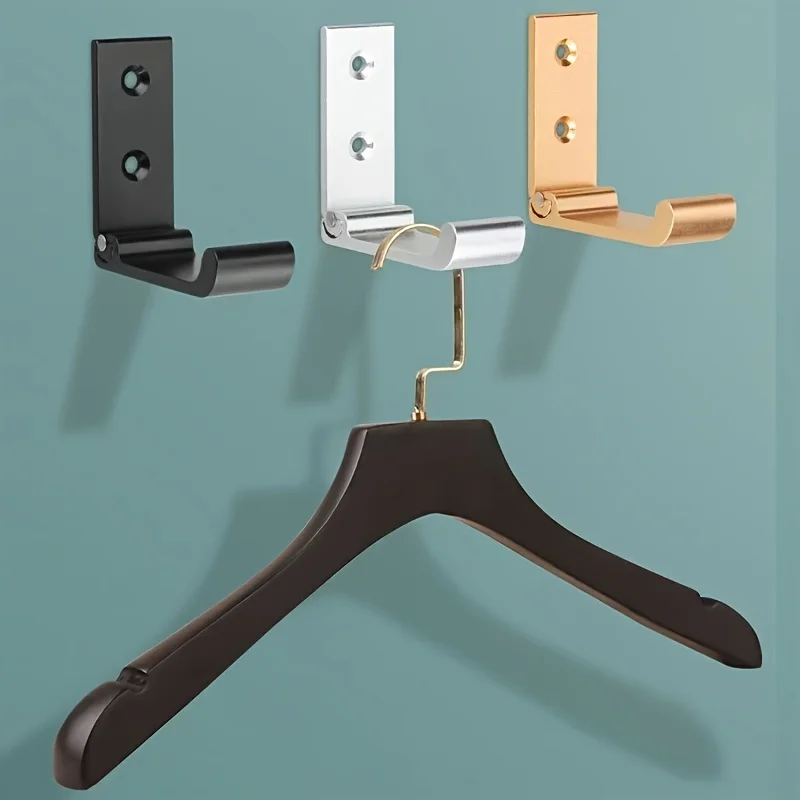 2 Pcs Folding Wall Hook Aluminum Alloy Hidden Robe Towel Coat Hooks Saves Space for Kitchen Bathroom Door Hanger