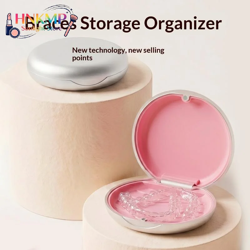 Portable Denture Retainer Case With Mirror & Vent Holes, False Teeth Aligner Storage Box