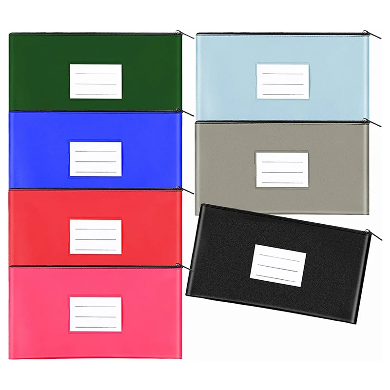 7 Pack Money Bags With Zipper For Cash, Bank Deposit Bags With Zipper Envelope Money Pouch