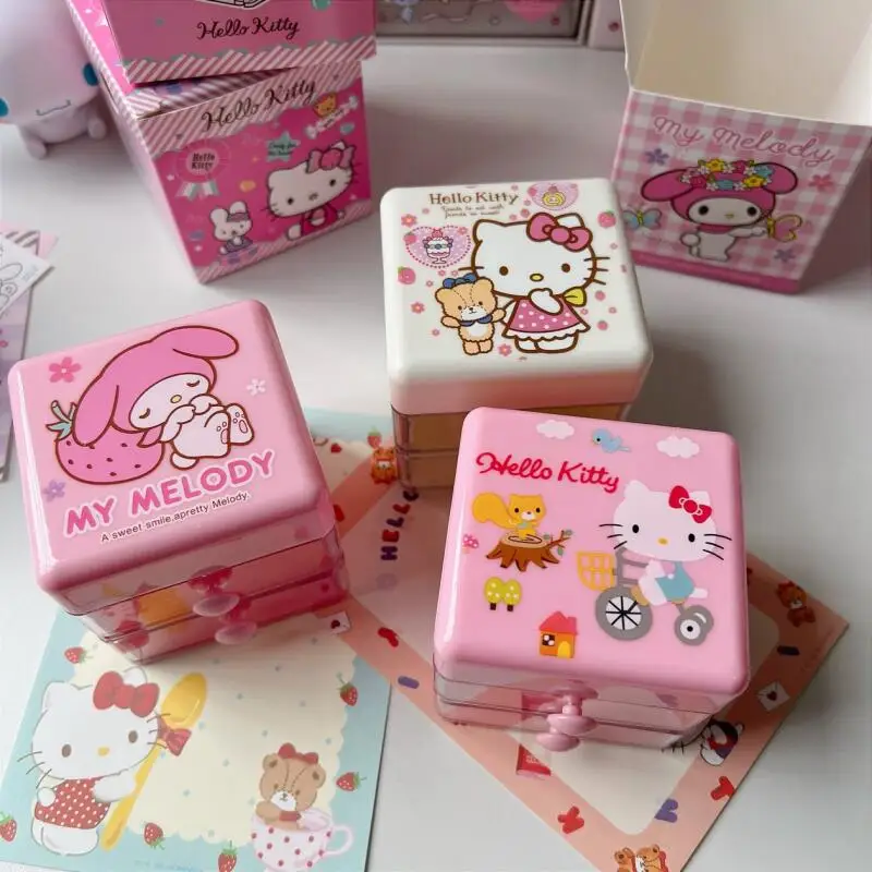 Kawaii Sanrio Hello Kitty Cinnamoroll Storage Box Children's Anime Toys Home Accessories Storage Box Desktop Drawer Storage Box