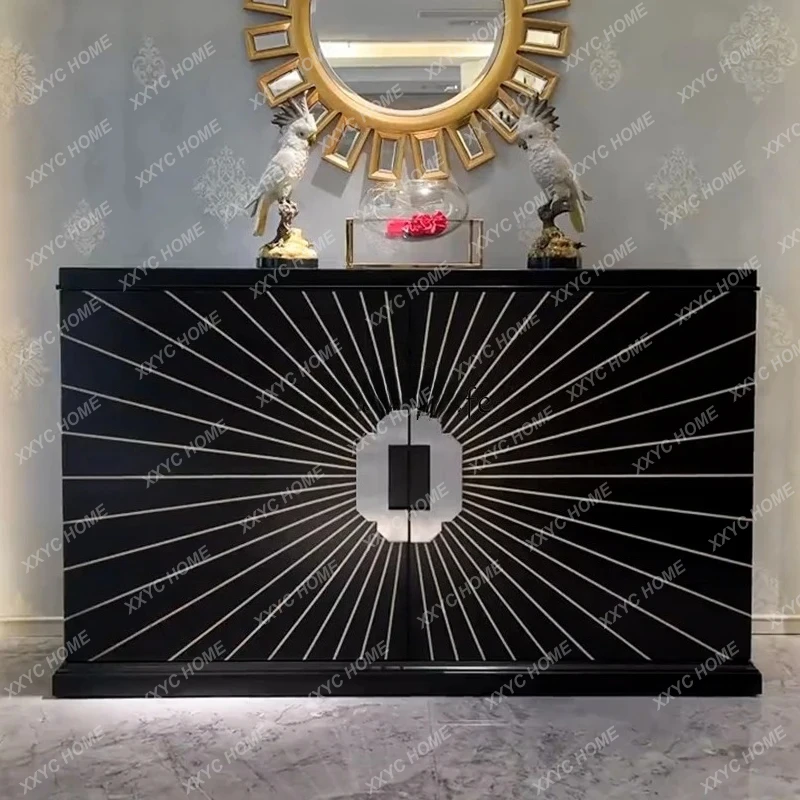 

LLight luxury retro solid wood living room decorative cabinet against the wall for home storage shoe cabinet