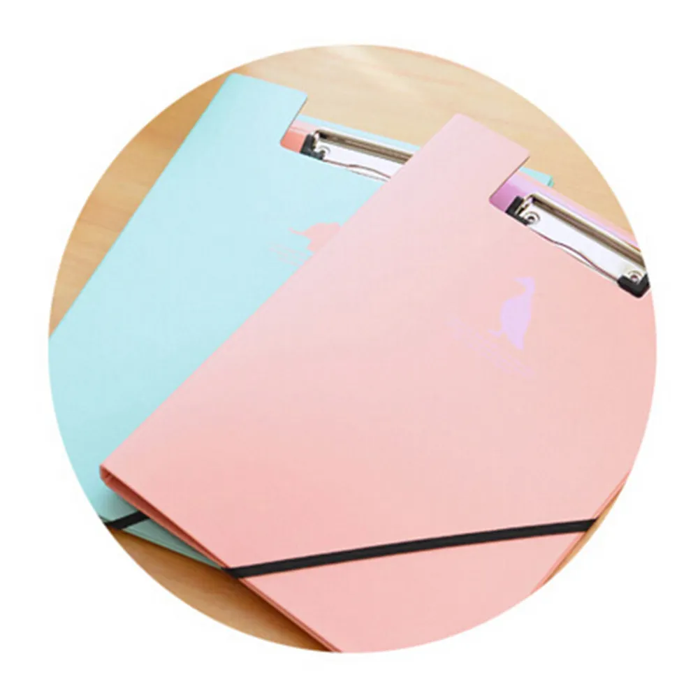 

A4 File Holder Stainless Steel Clips Blue Document Folder Random Elephant Design Multifunctional Paper Organizer For