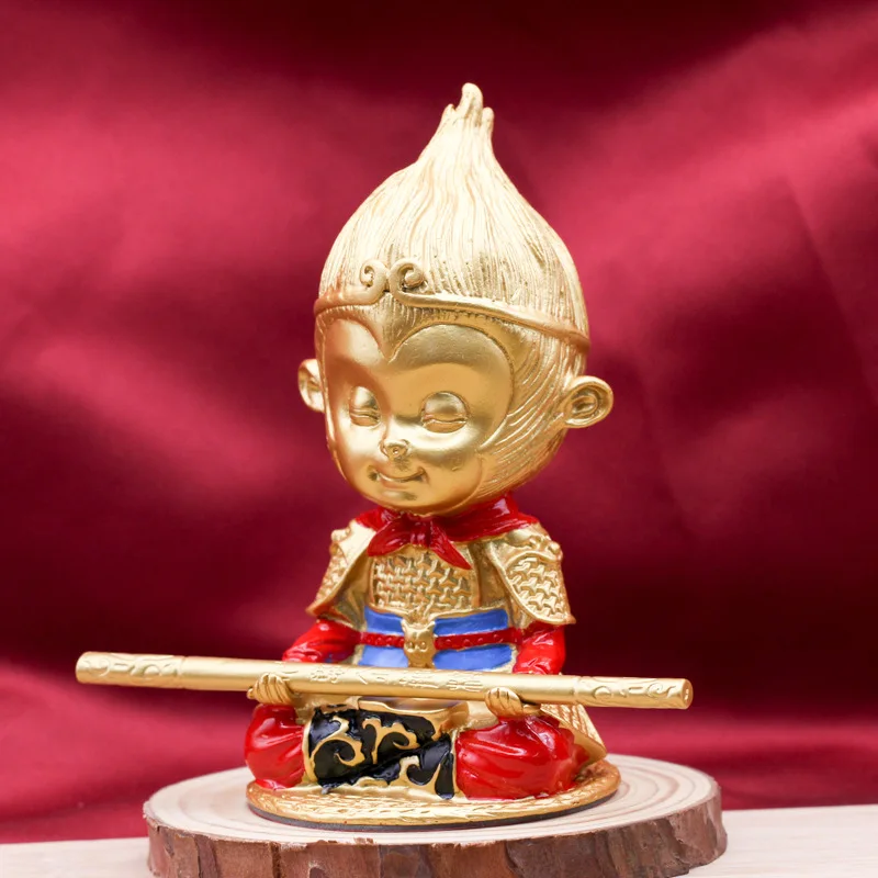 Pure copper figure Monkey King Sun Wukong Taking Golden Cudgel office ornaments sitting zodiac monkey bronze crafts m64