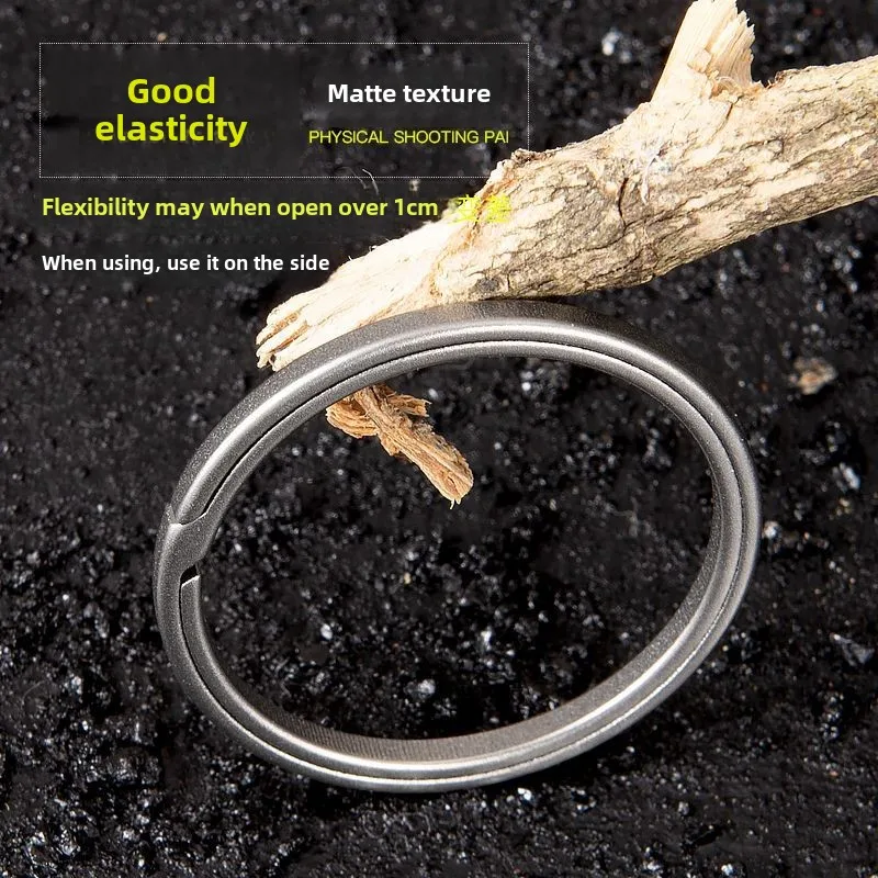 【Two Pack】Titanium Alloy Key Ring Circle Pure Titanium Double Ring Bold Titanium Keychain Connecting