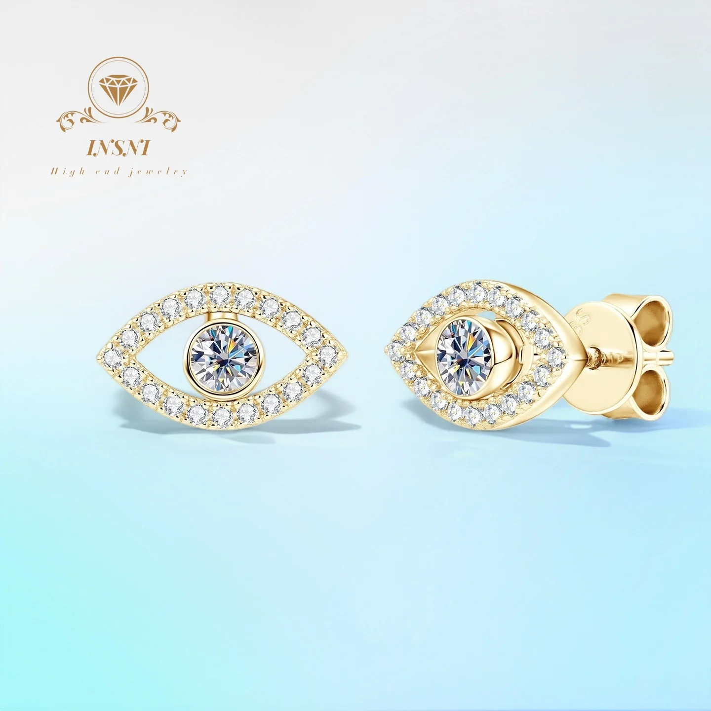 

Sparkling Moissanite Evil Eye Stud Earrings, 925 Sterling Silver, Unique Design Hypoallergenic Earrings for Women Jewelry Gift