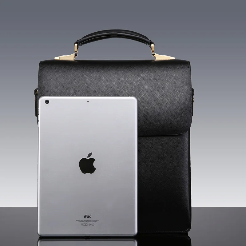 Briefcase Men's Portable Large Capacity Multi-Layer Business Casual Cowhide Material Crossbody Vertical with Password Lock 1Pc