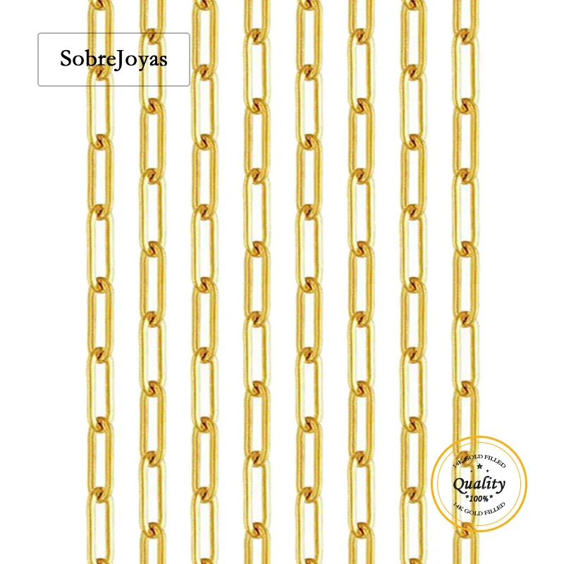 

14 К позолоченная 2,0 мм плоская цепочка скрепки незавершенное ожерелье минималистичные золотые украшения DIY ремесленная цепочка