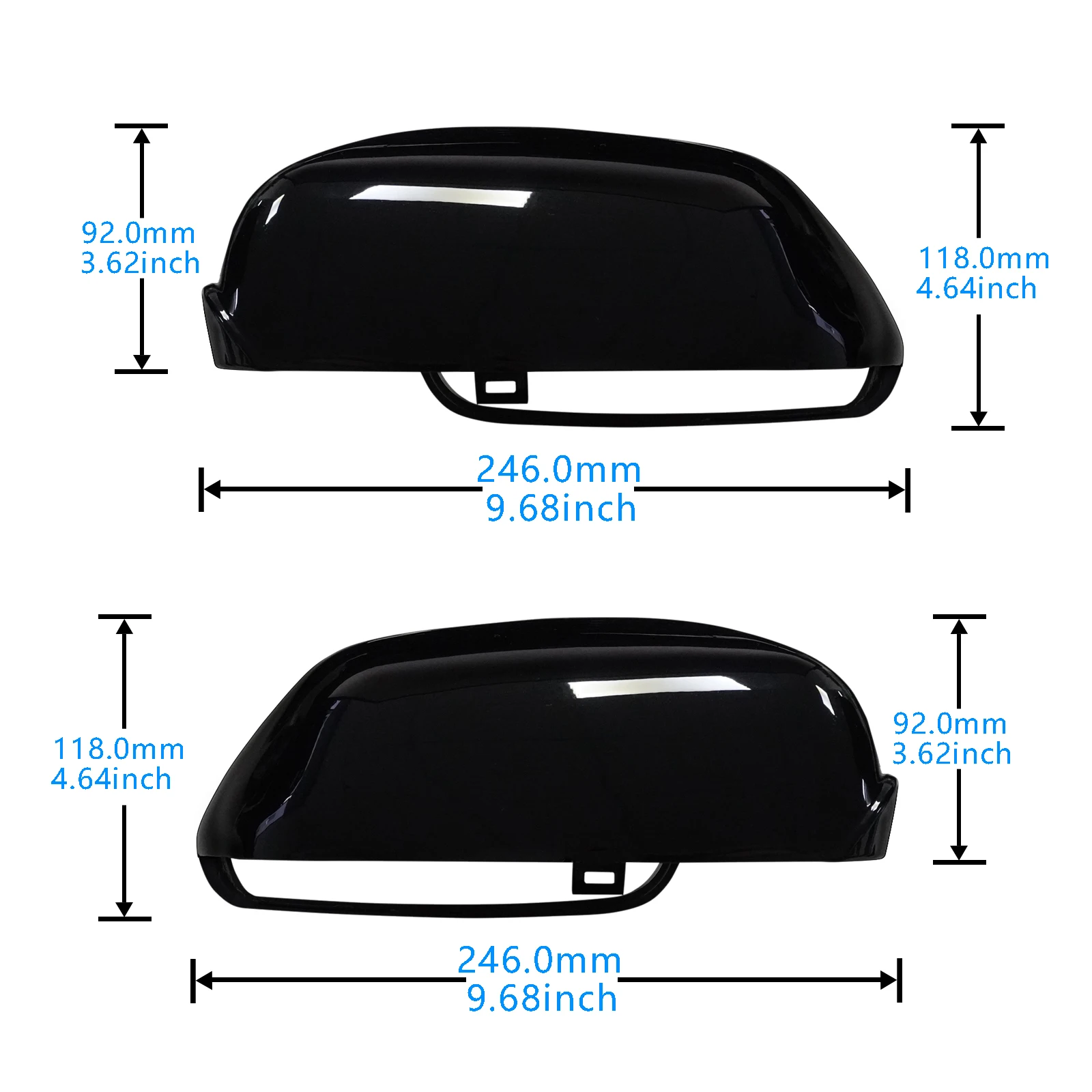 Gloss Black Wing Door Reaview Mirror Cover Caps For 2005-09 VW Polo MK4 9N Hatch