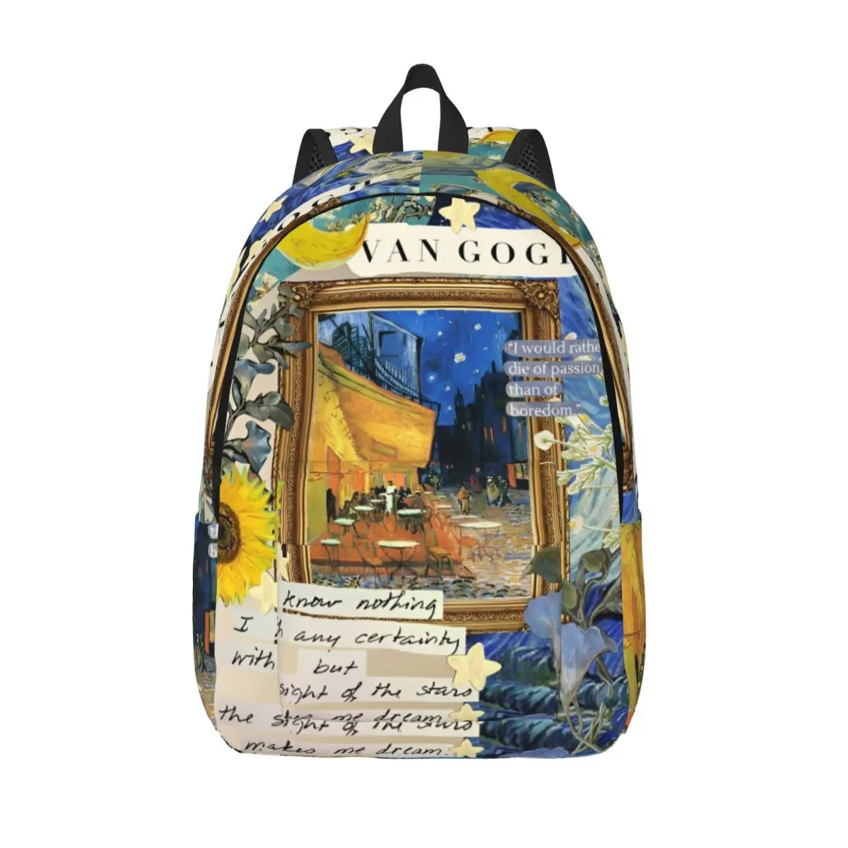 Van Gogh Art Oil Paintings Backpack Men Women Fashion High School Work Daypack Sunflowers Starry Night Laptop Shoulder Bag Gift