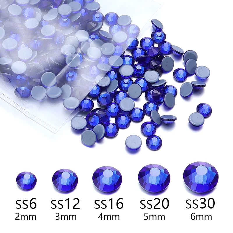 288-1440pcs/bag ss6-ss30 Mixed Color Crystal Flatback Glass Nail Rhinestones Charms Shiny Drill DIY Art Nail Accessories Tool