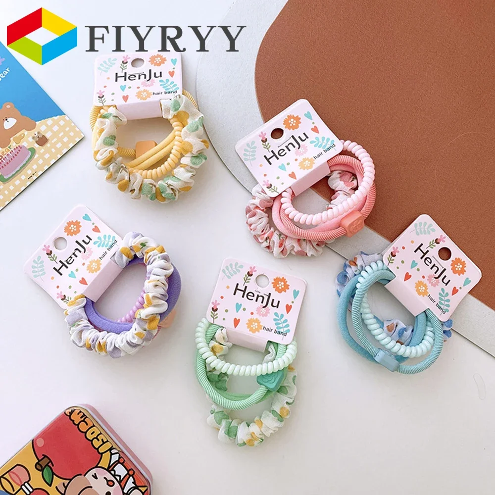 

Elegant Scrunchies Colorful Spiral Hair Ties Ropes Elastic No-Damage Ponytail Holder Rubber Band Women Girls Headwear 4pcs/Set