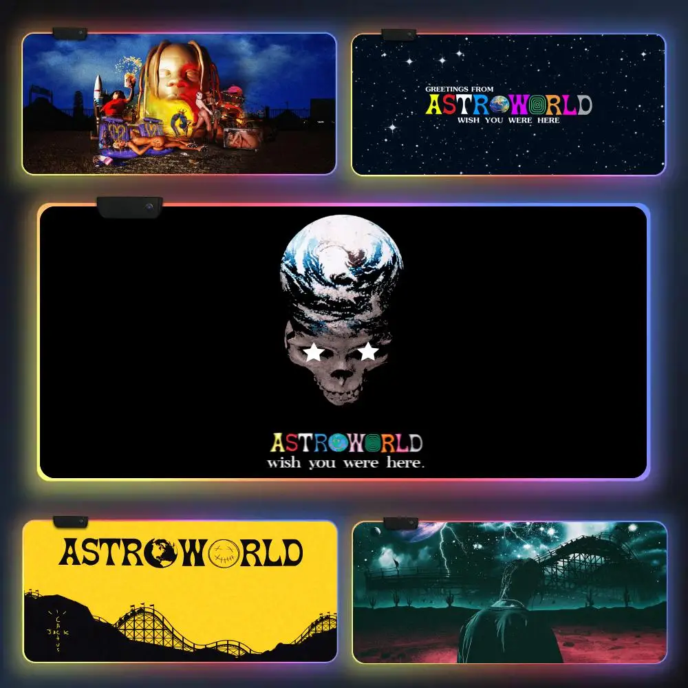 Hot astroworldes rapper Mouse Pad CS-GO anime character luminous super large RGB office game competitive keyboard pad