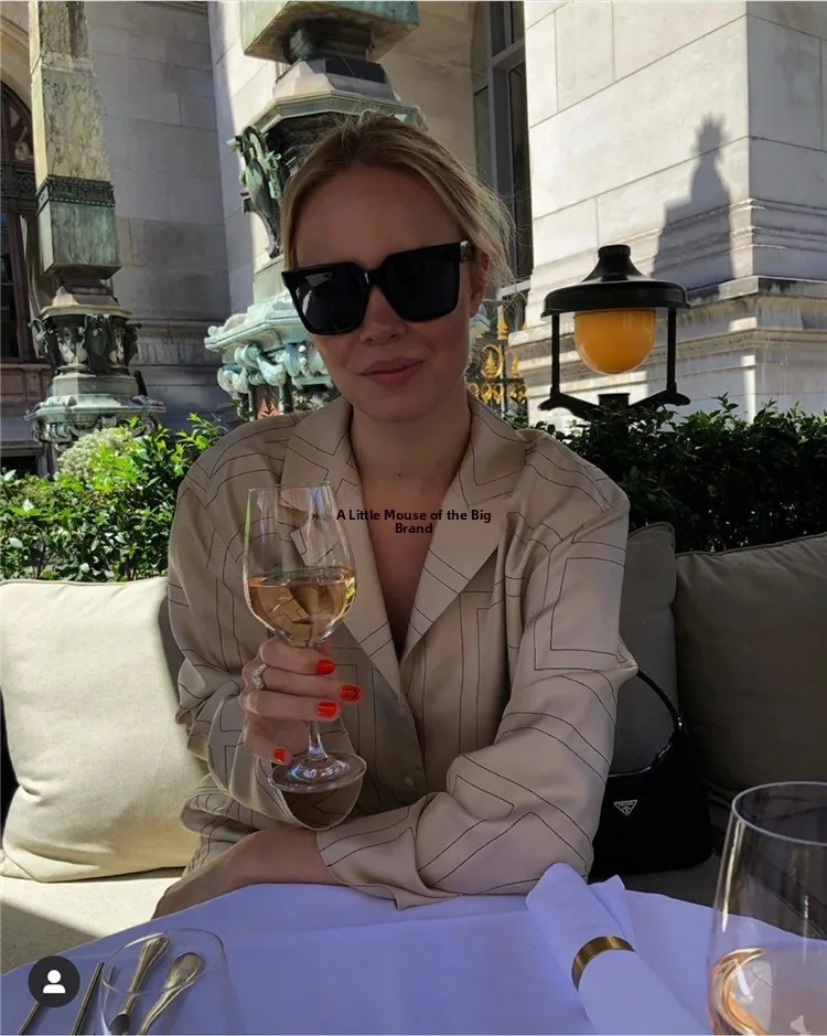 

Классическая геометрическая вышивка с логотипом Sanville, свободная длинная све 00% шелковая одежда Street Sle, прямой крой, женская одежда на пуговицах...